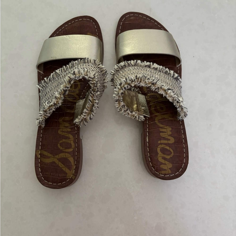 Sam Edelman Jeni Metallic Gold Slide with Heel. Size 8